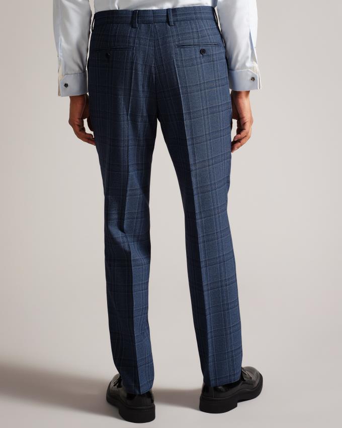 Pantalon Ted Baker Wool Blend Slim Check Suit Bleu Homme | YGI-48267378